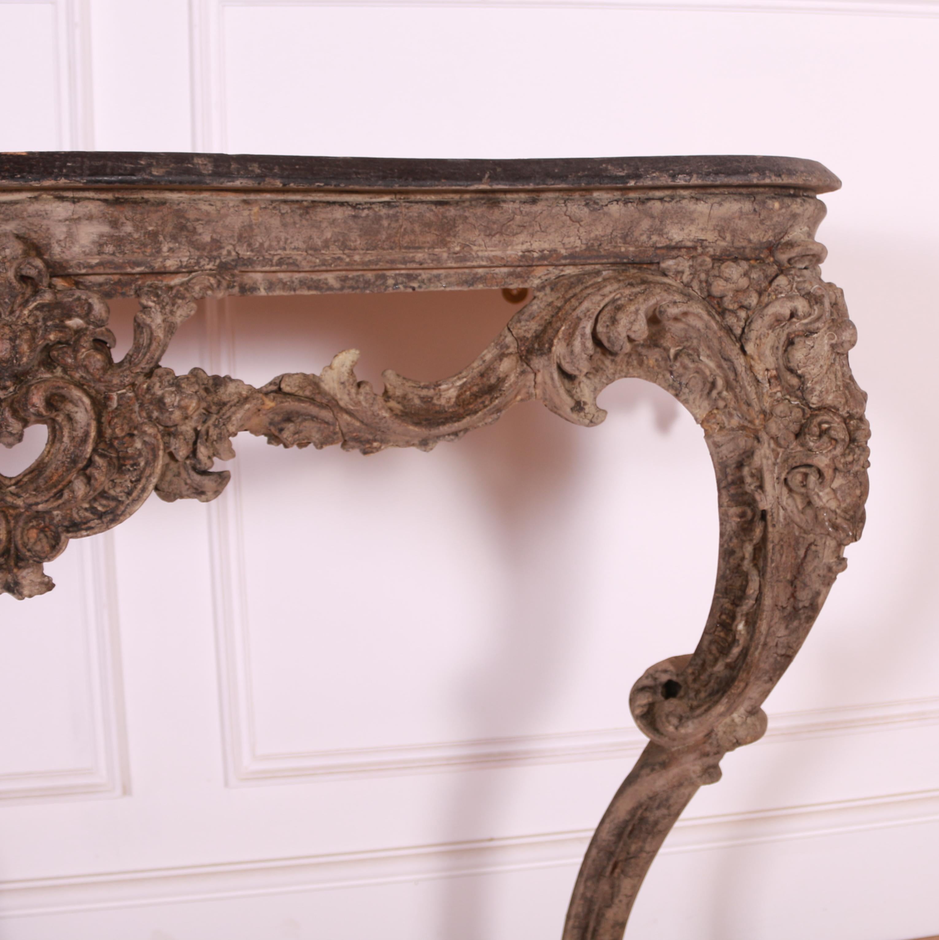 19th Century Italian Carved Console Table For Sale