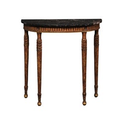 Italian Carved Console Table w/Original Marble Top, Mid 20th Century