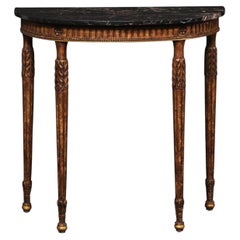 Italian Carved Console Table w/Original Marble Top, Mid 20th Century