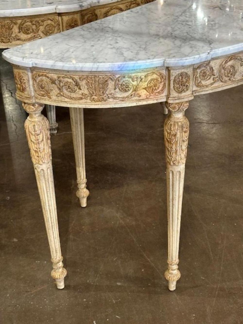 Italian Carved Demi-lune Consoles For Sale 2