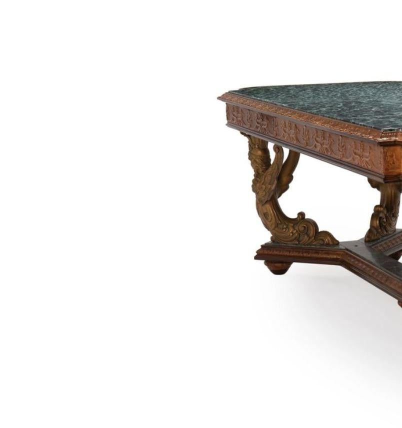 Italian Carved Dining Table with Verde Green Marble Top 9