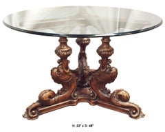 Italian Carved Dolphin Round Table, 19th Century