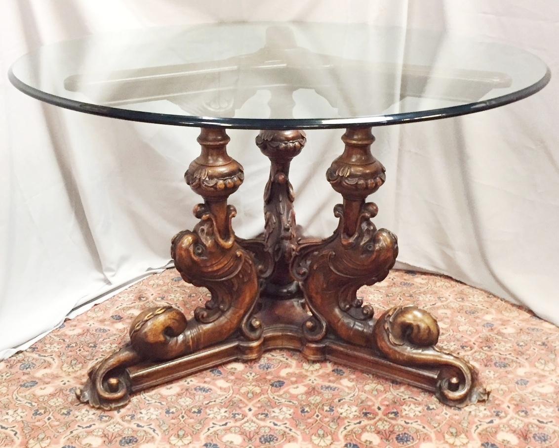 Italian Carved Dolphin Round Table, 19th Century In Good Condition In Cypress, CA