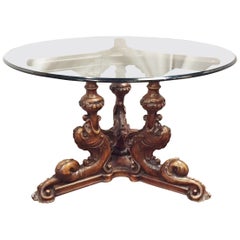 Antique Italian Carved Dolphin Round Table, 19th Century