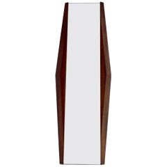 Italian Carved Faceted Chesnut Wood Wall Mirror Attributed to Ico Parisi