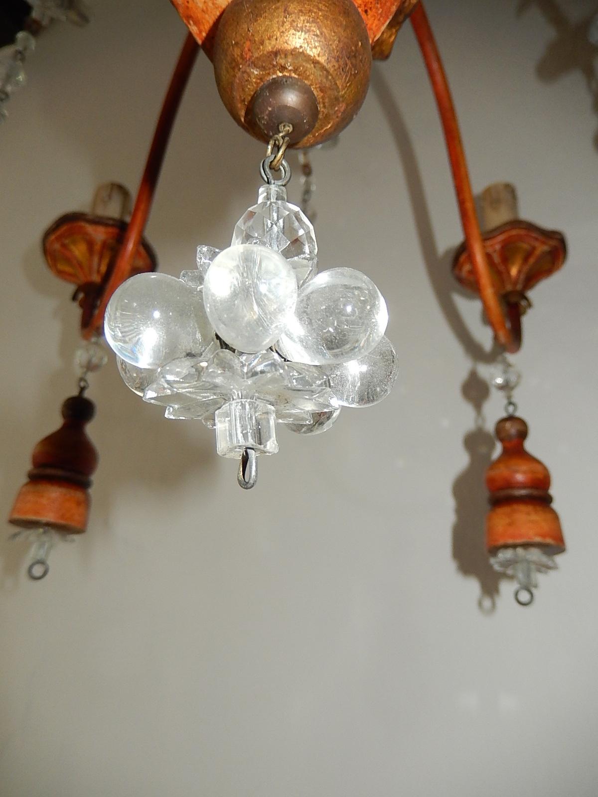 Italian Carved Genovese Wood Tassels Crystal Chandelier, circa 1900 For Sale 9