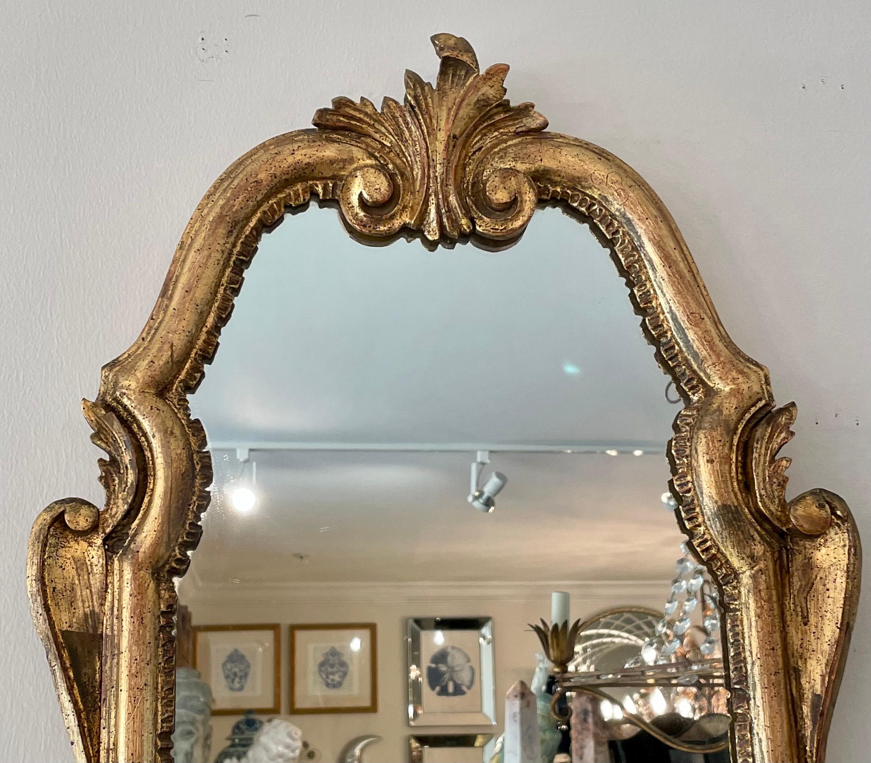 Italian Carved & Gilded Mirror with Shelf For Sale 2