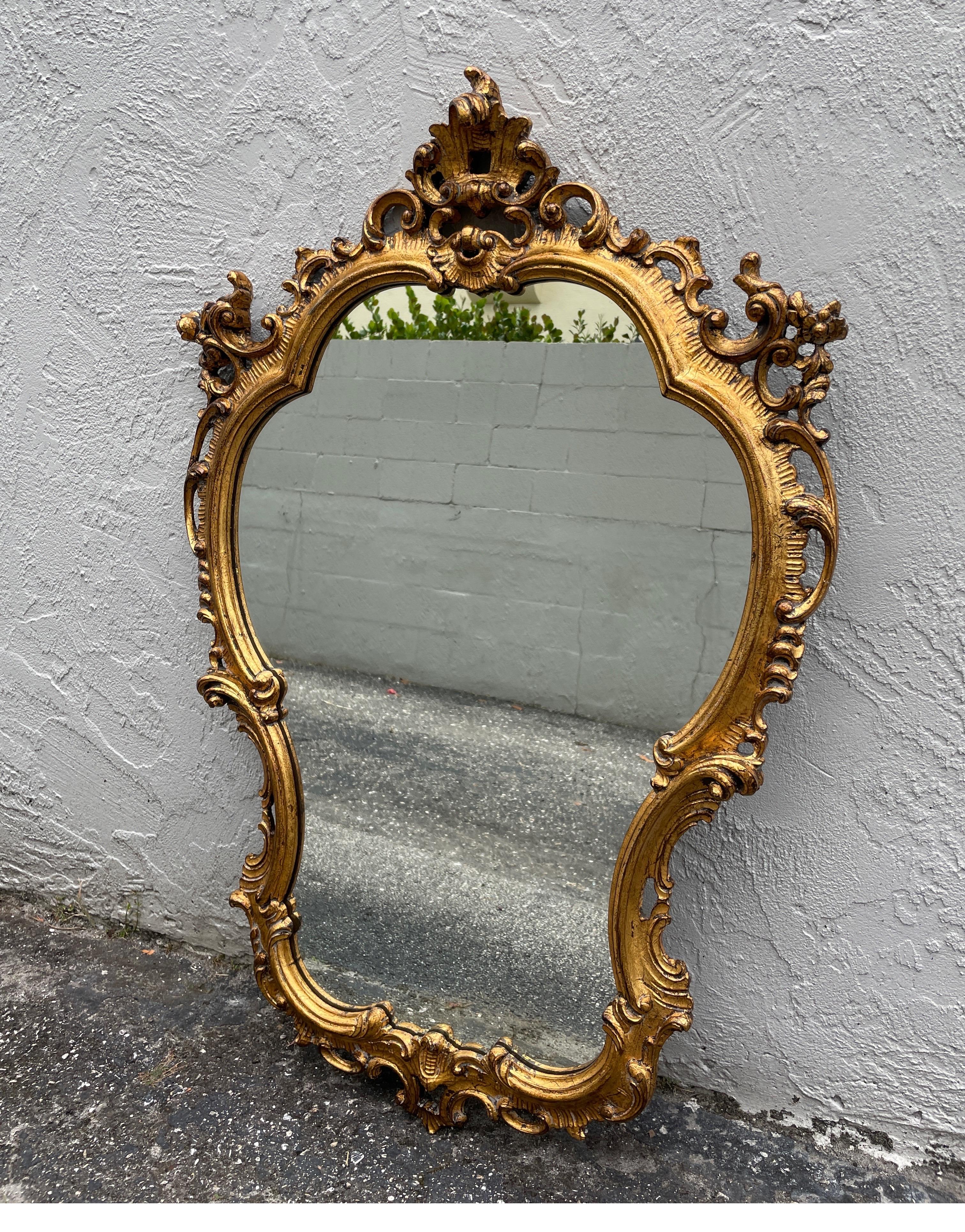 Hand carved & gilded Italian Rococo mirror.