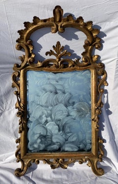 Italian Carved Gilded Wood Mirror, Italy, 18th Century, Rococo Frame Venice