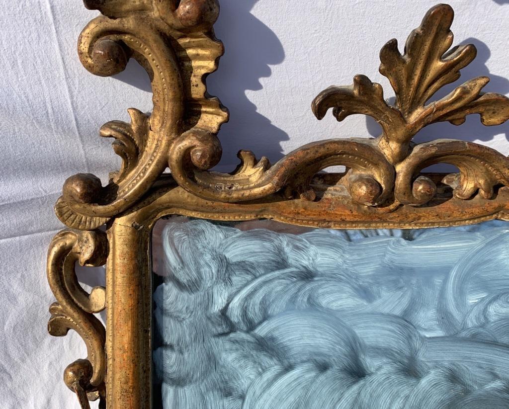 Italian Carved Gilded Wood Mirror, Italy, 18th Century, Rococo Frame Venice For Sale 4