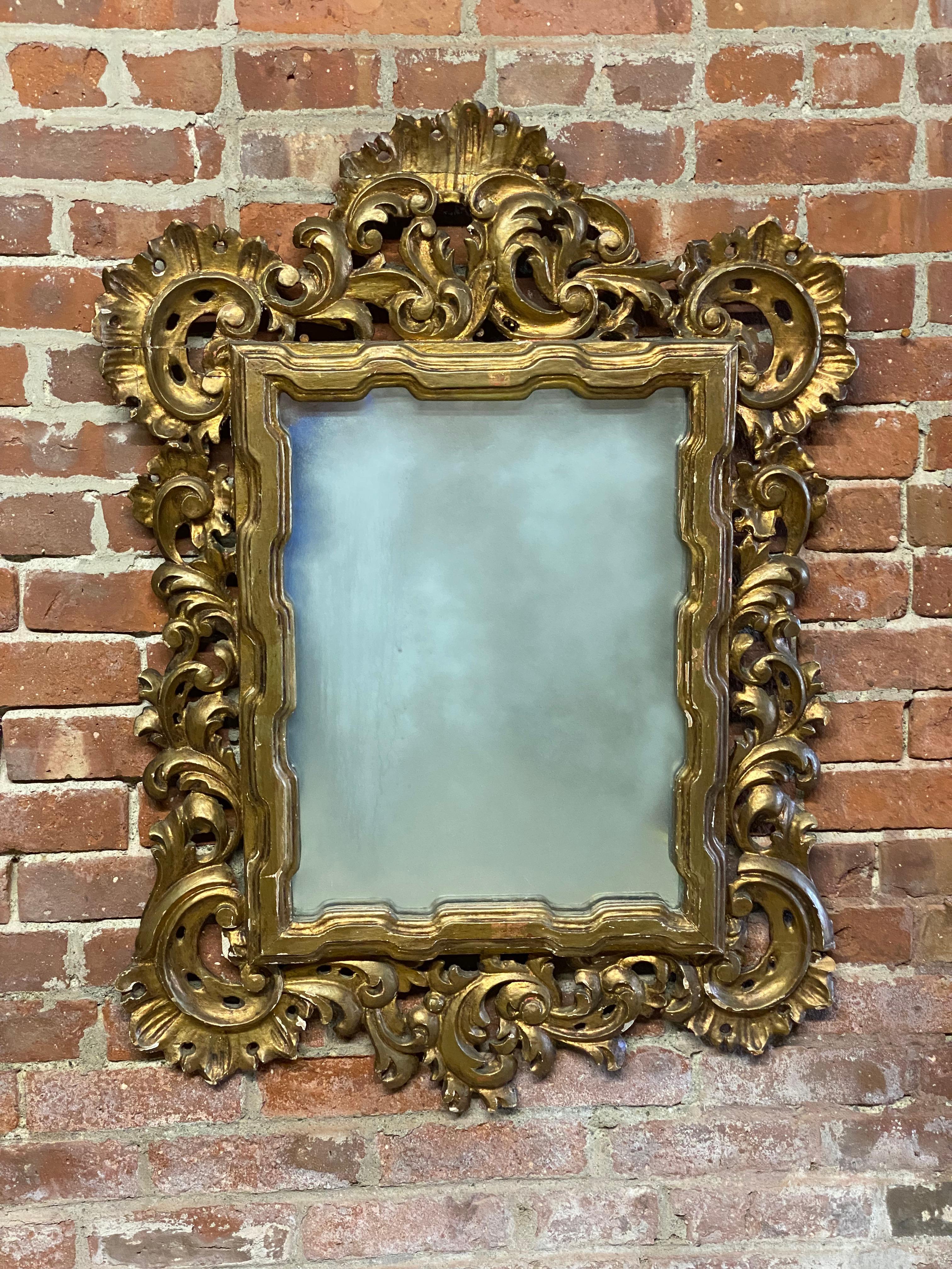 20th Century Italian Carved Gilt Baroque Style Mirror