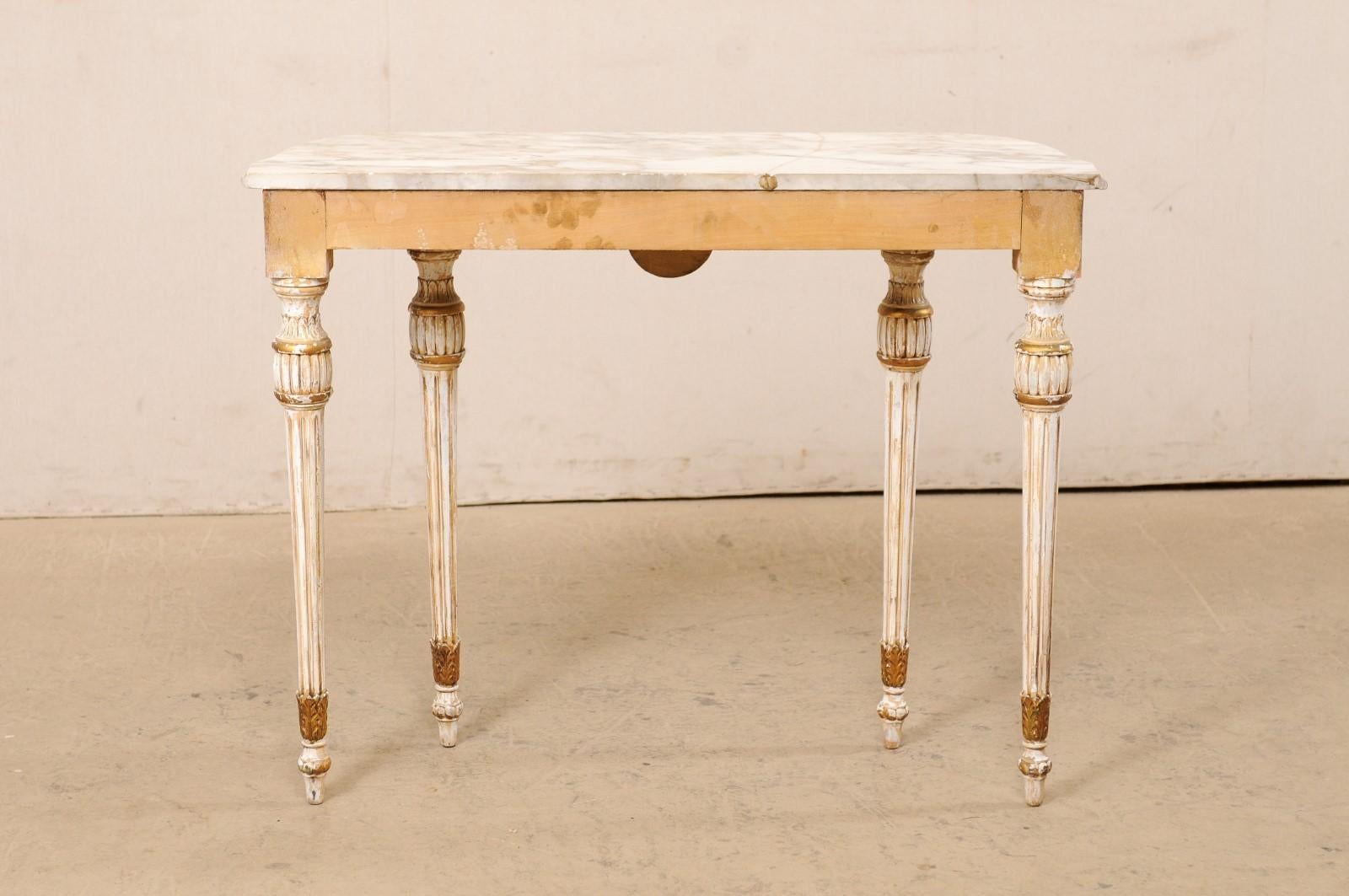 Italian Carved & Gilt Wood Console Table w/ Marble Top, Mid 20th Century 6