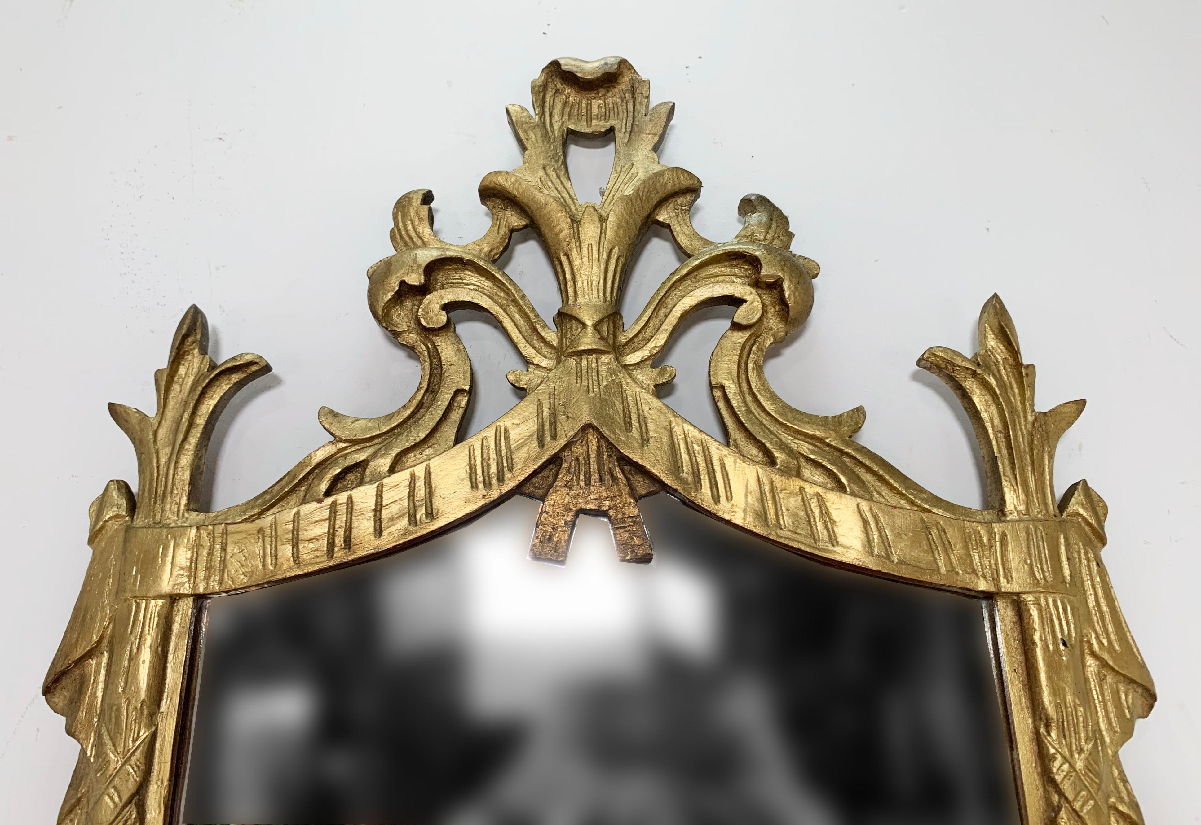 Italian Carved Giltwood Mirror with under Shelf, circa 1950s 1
