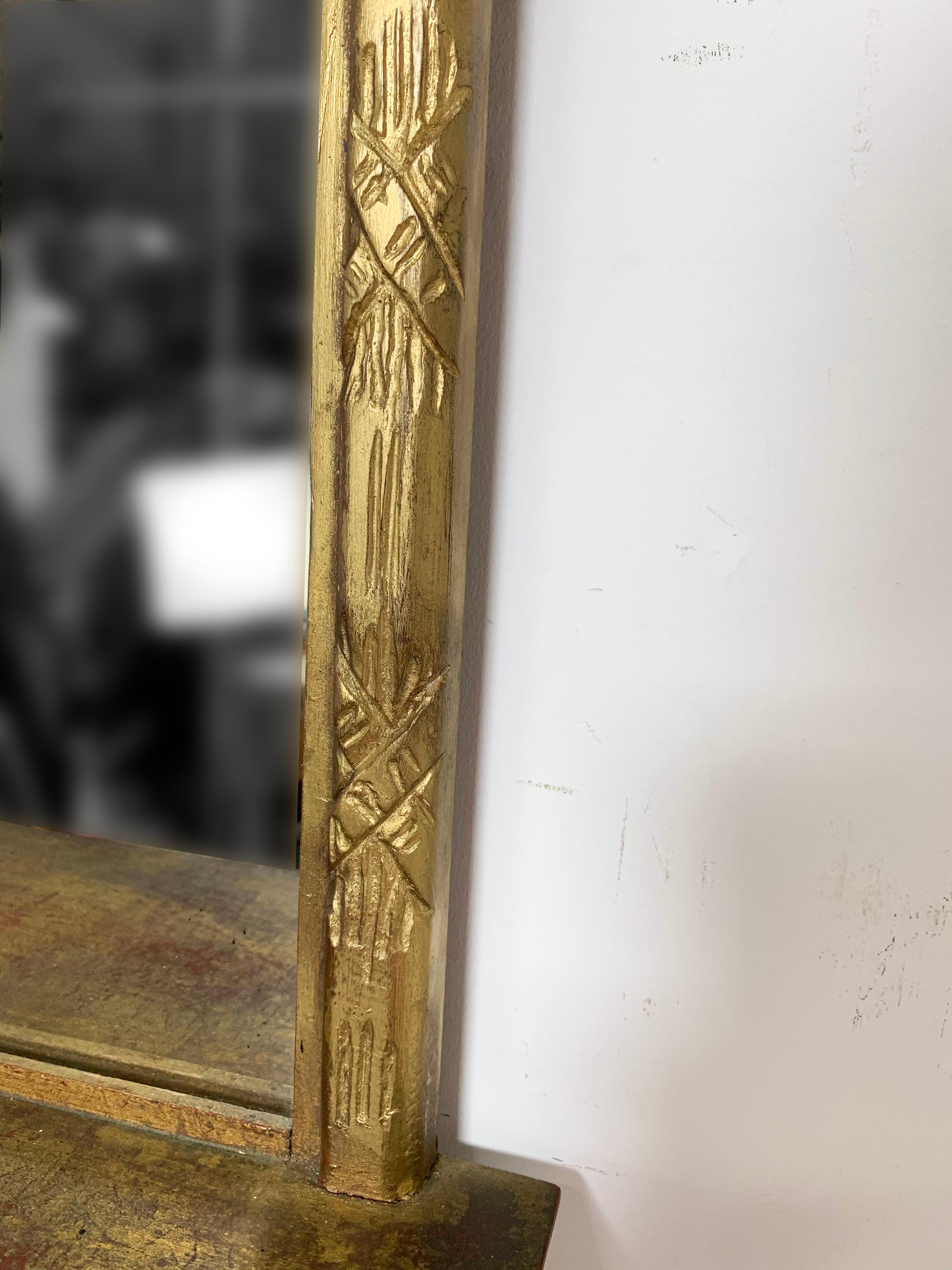 Italian Carved Giltwood Mirror with under Shelf, circa 1950s 3
