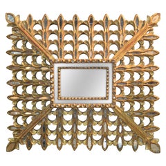 Italian Carved Gilt Wood Sunburst Mirror, circa 1940