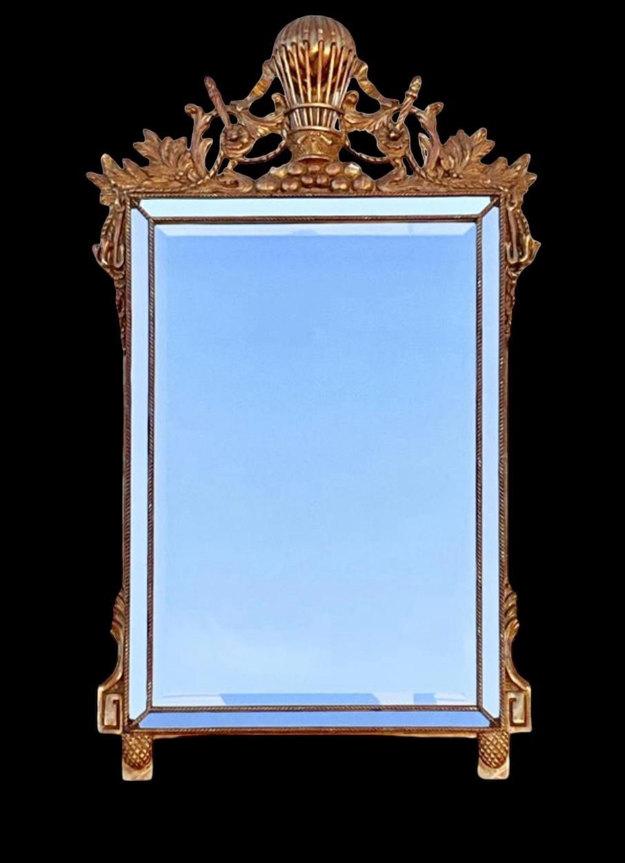 Italian Carved Giltwood Balloon Form French Empire Inspired Wall Mirror For Sale 3