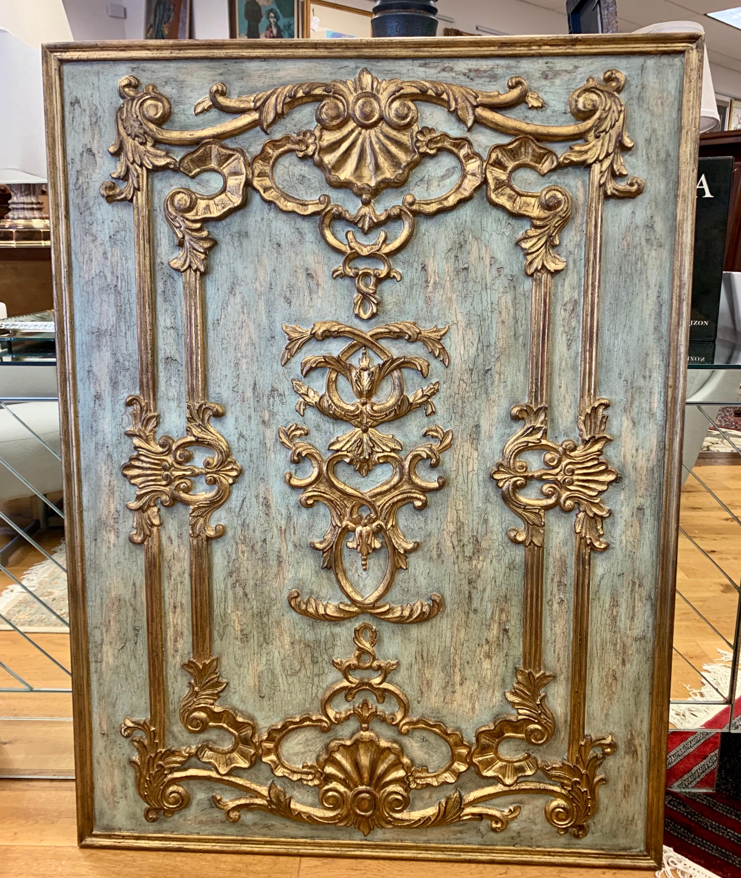 Italian Carved Giltwood Boiserie Architectural Panel In Good Condition In West Hartford, CT