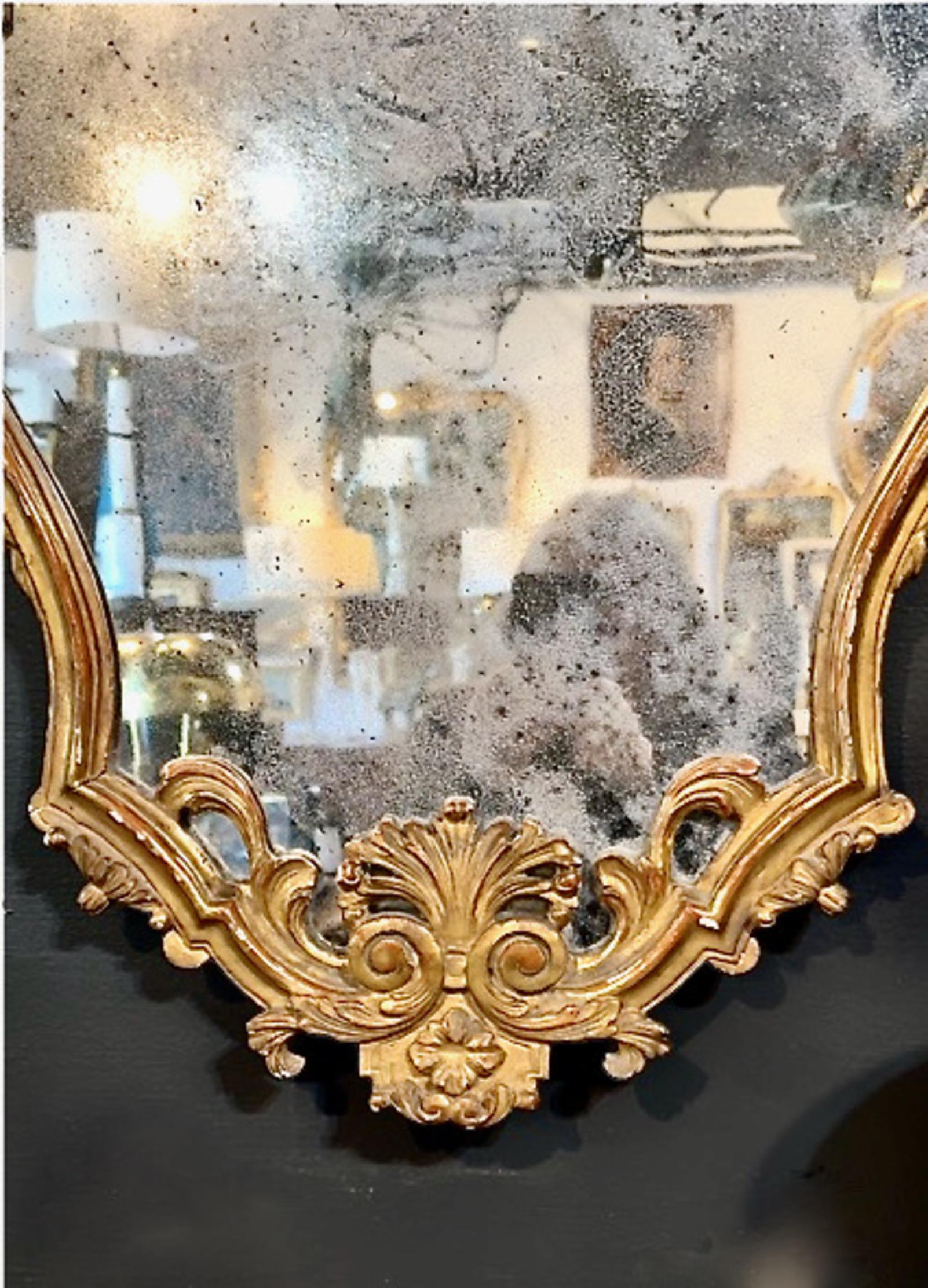 Specchio a cartiglio in legno dorato intagliato, 1770-1790 ca. in vendita 5