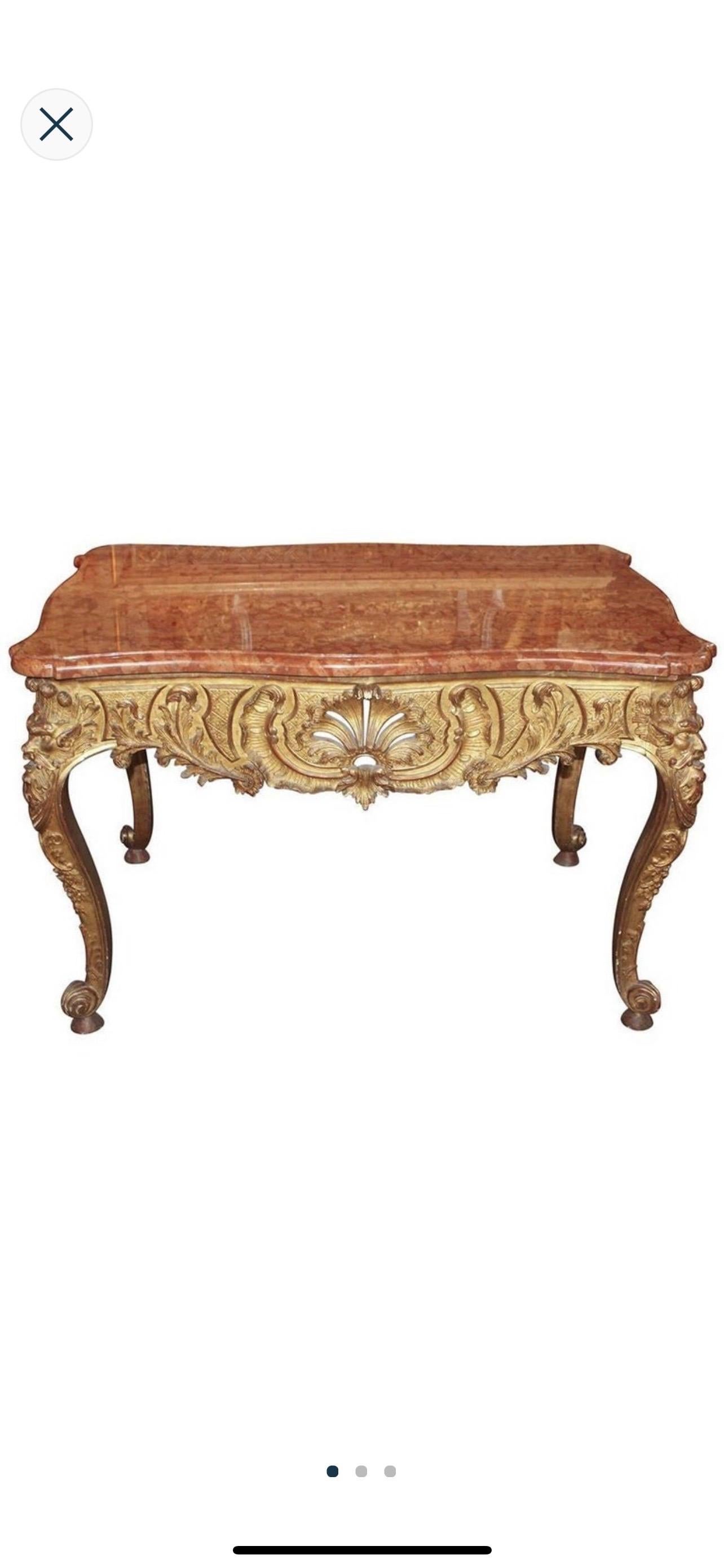 Hand-Carved Italian Carved Giltwood Centre Table