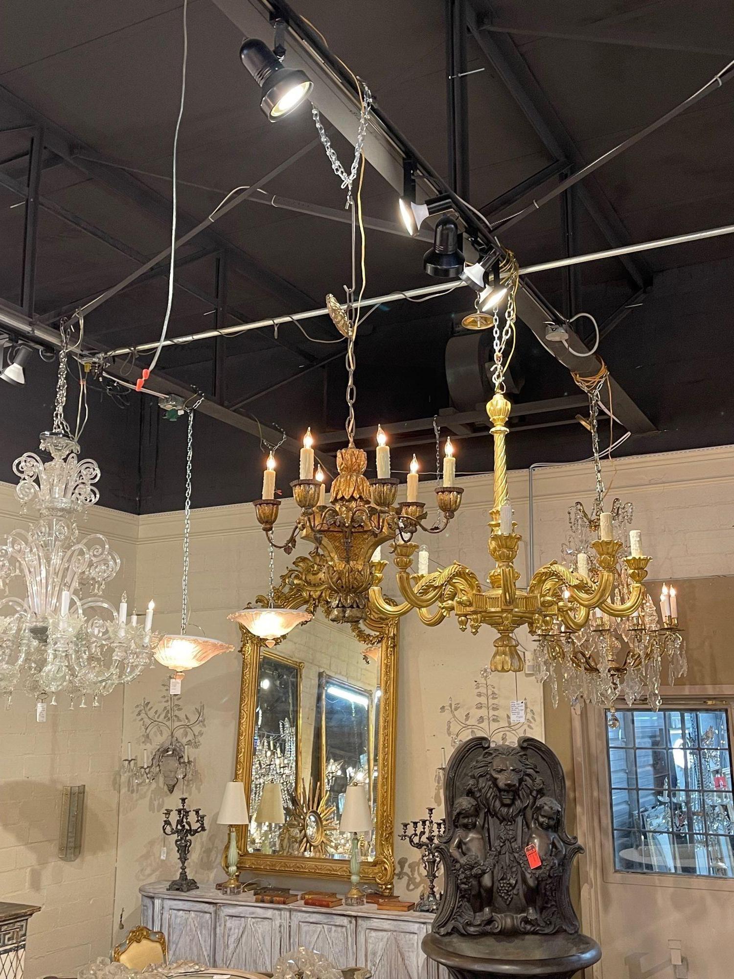 Italian Carved Giltwood Chandelier For Sale 4