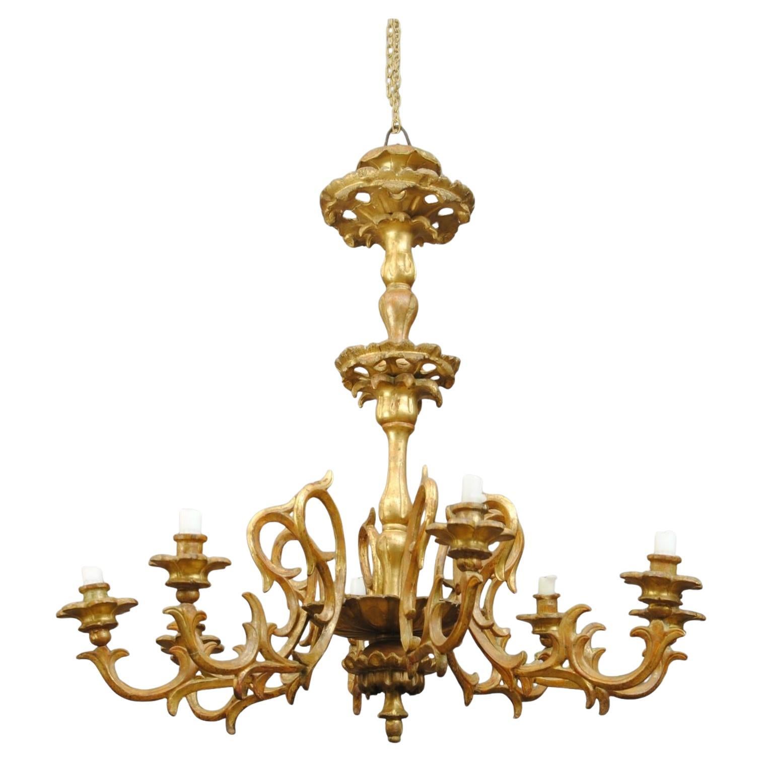 Italian Carved Giltwood Chandelier