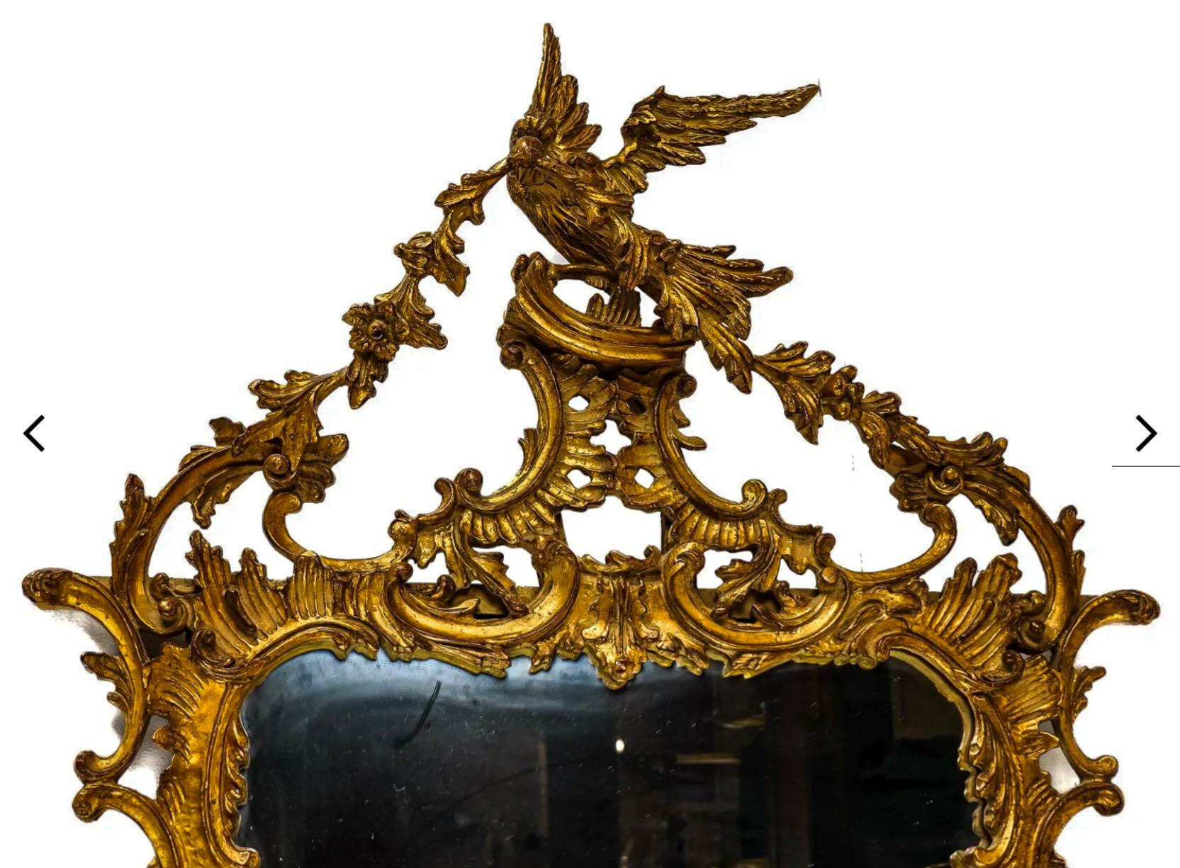 Italian Carved Giltwood Chinese Chippendale Style Mirror By Carver’s Gild For Sale 1