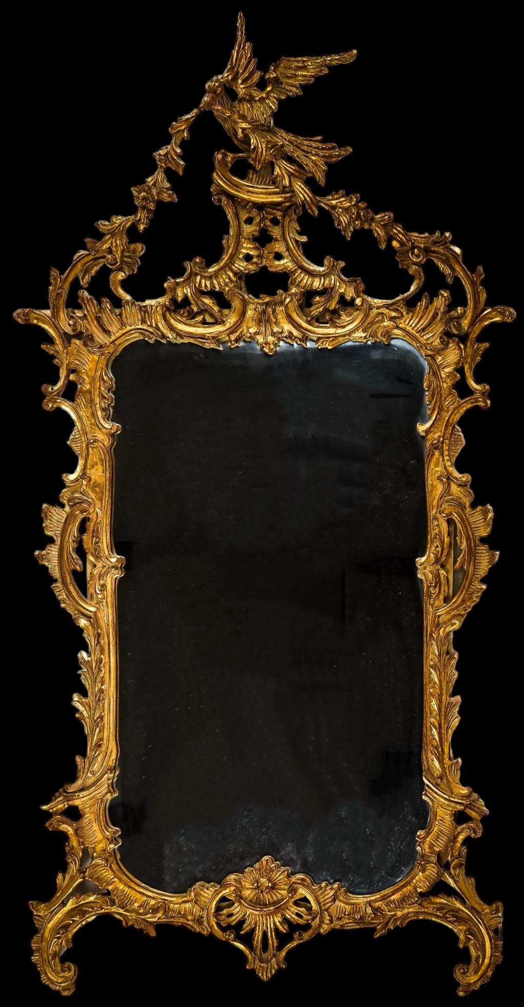 Italian Carved Giltwood Chinese Chippendale Style Mirror By Carver’s Gild For Sale 3