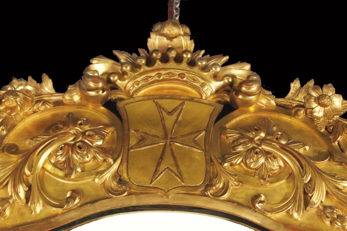 Italian Carved Giltwood Console and Mirror, Maltese 19th Century 4