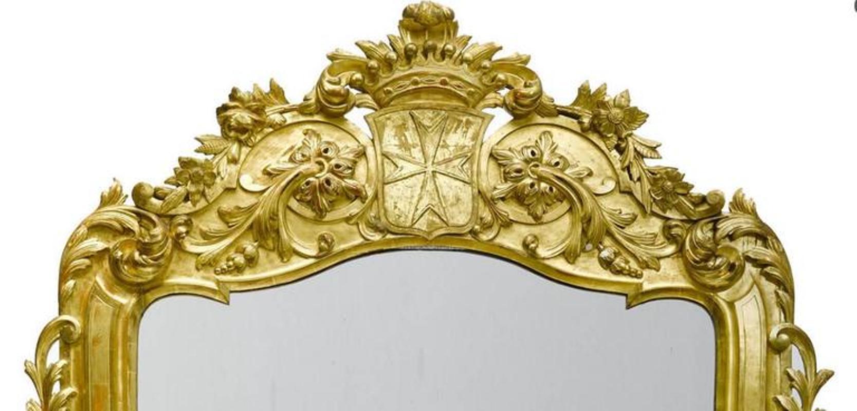 Italian Carved Giltwood Console and Mirror, Maltese 19th Century 9