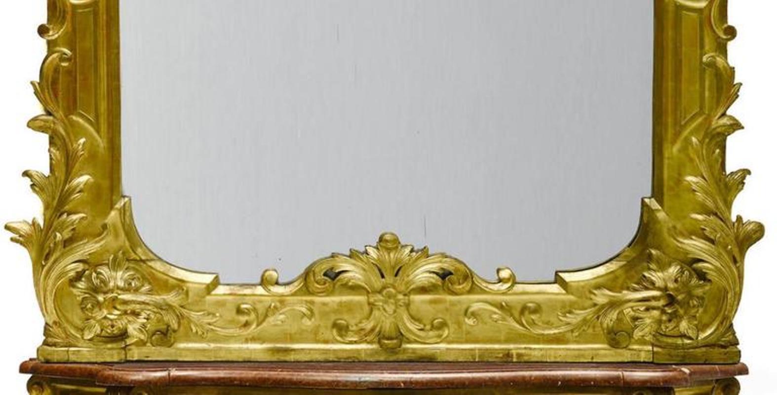 Italian Carved Giltwood Console and Mirror, Maltese 19th Century 10