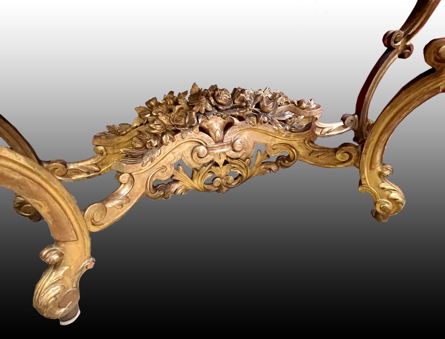 Italian Carved Giltwood Console and Mirror, Maltese 19th Century 1