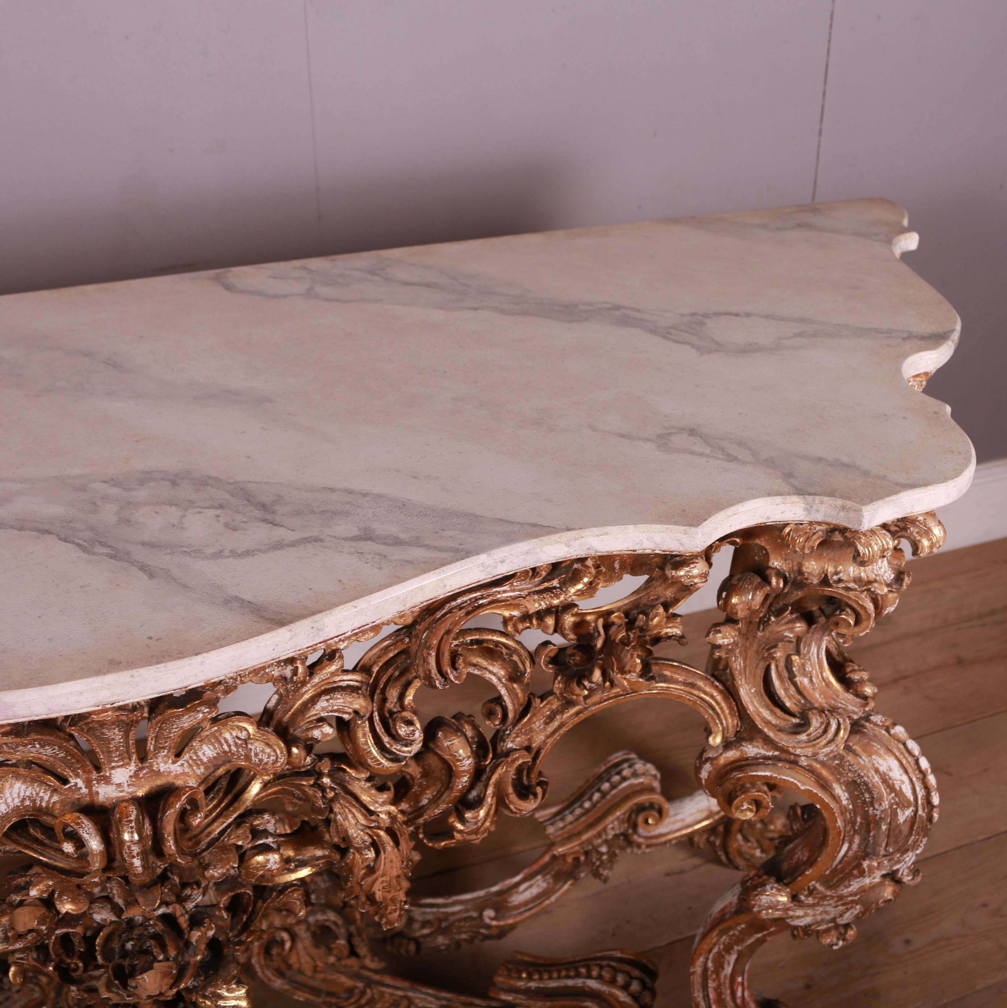 Italian Carved Giltwood Console Table 7