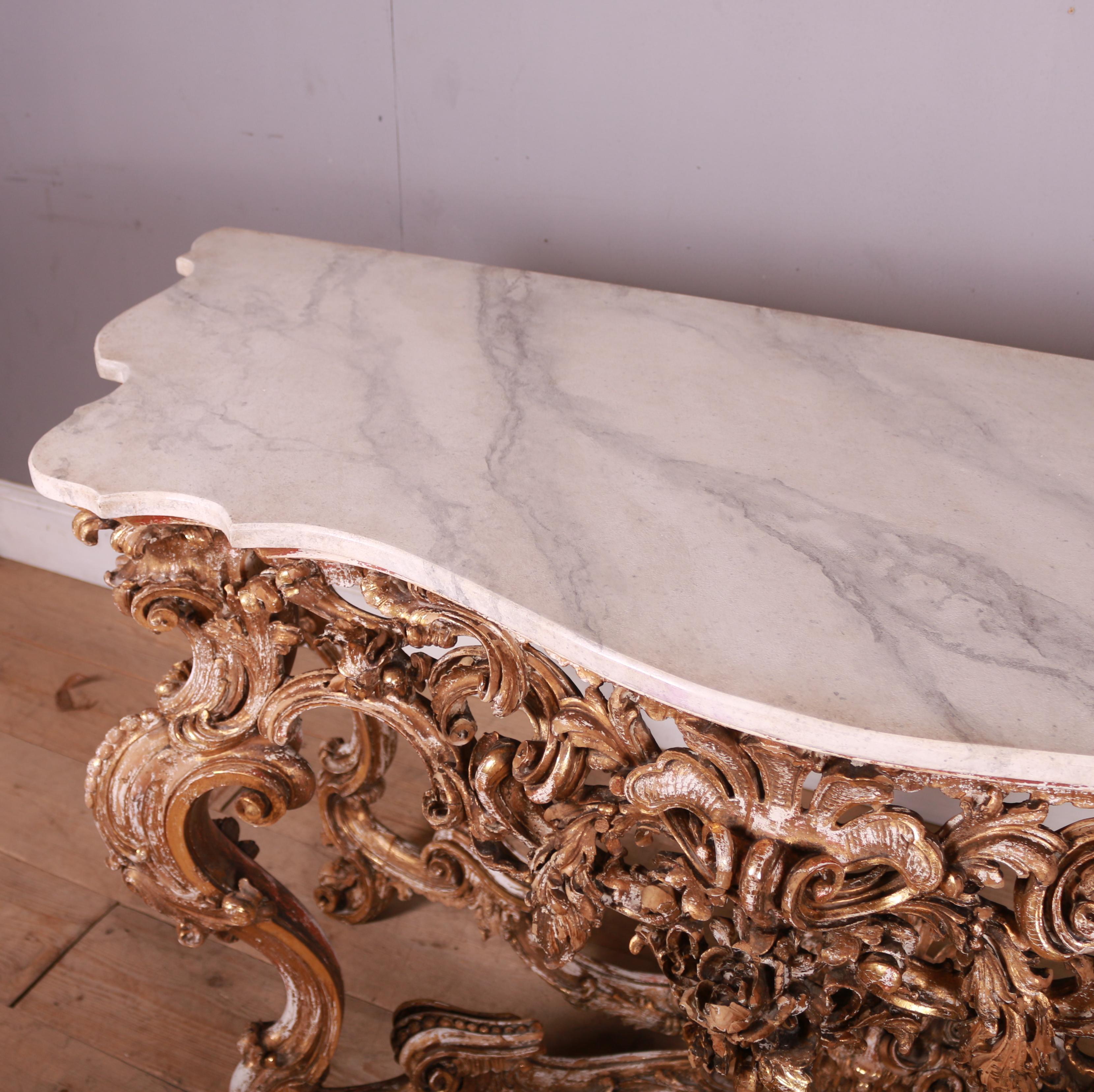 Italian Carved Giltwood Console Table 5