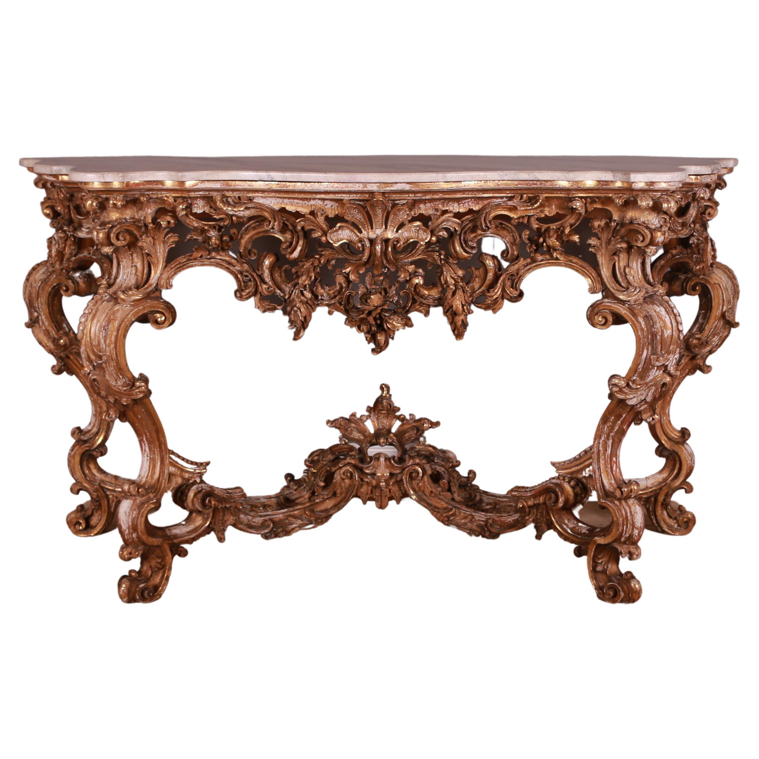 Italian Carved Giltwood Console Table