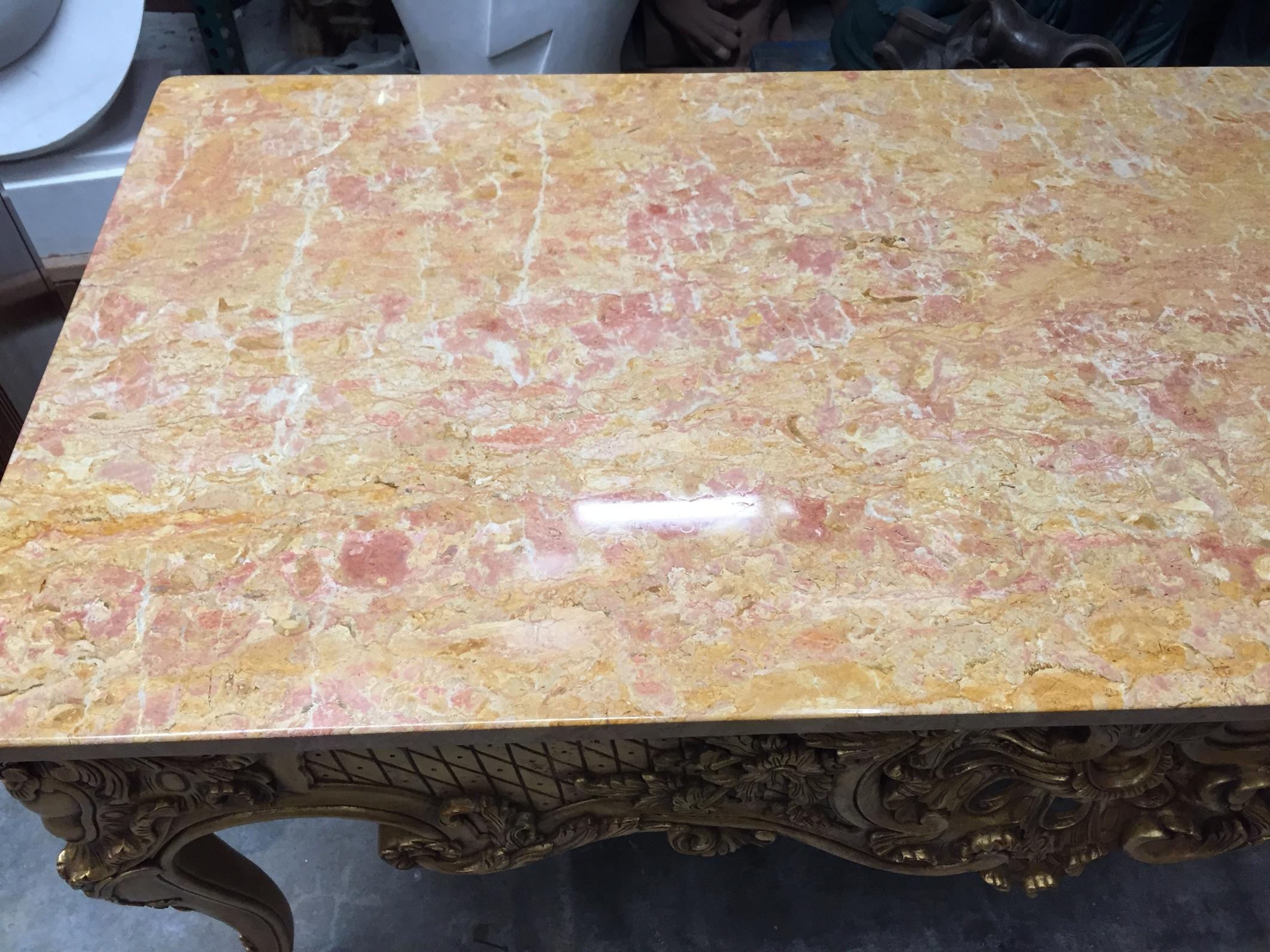 Italian Carved Giltwood Console Table with Marble Top 6