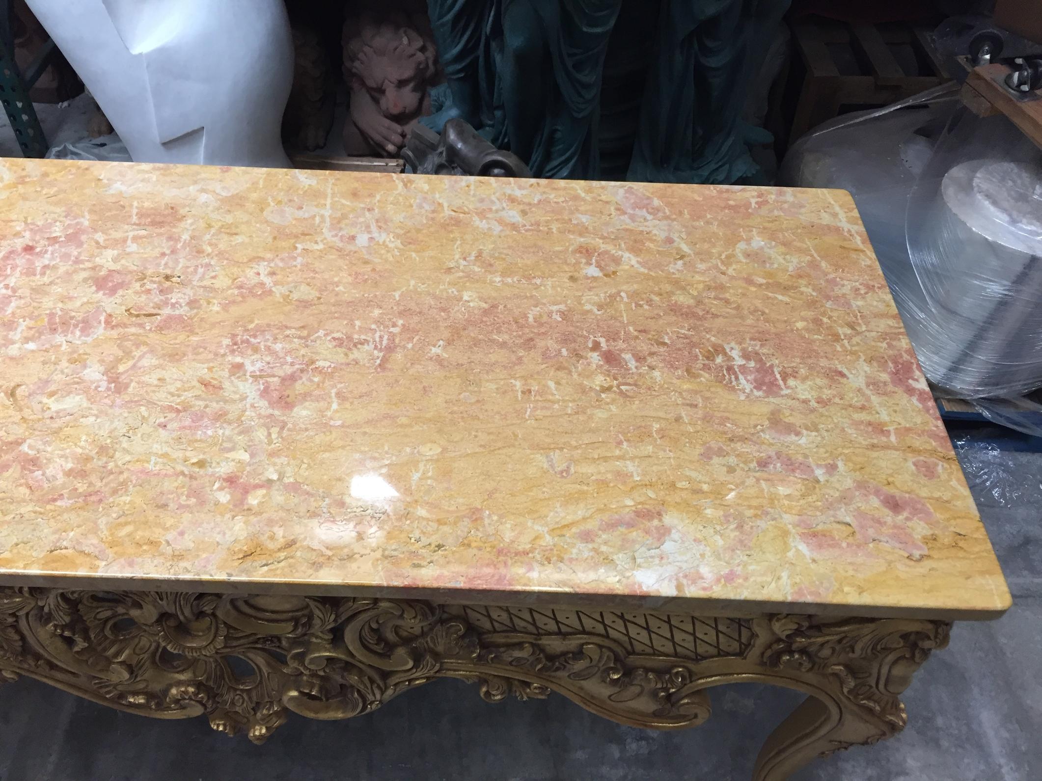 Italian Carved Giltwood Console Table with Marble Top 7