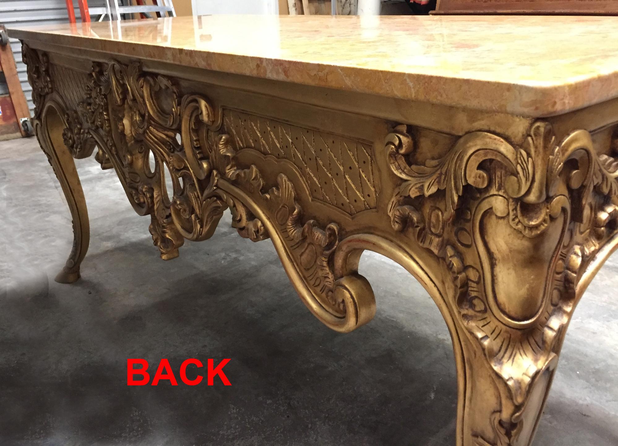 Italian Carved Giltwood Console Table with Marble Top 8