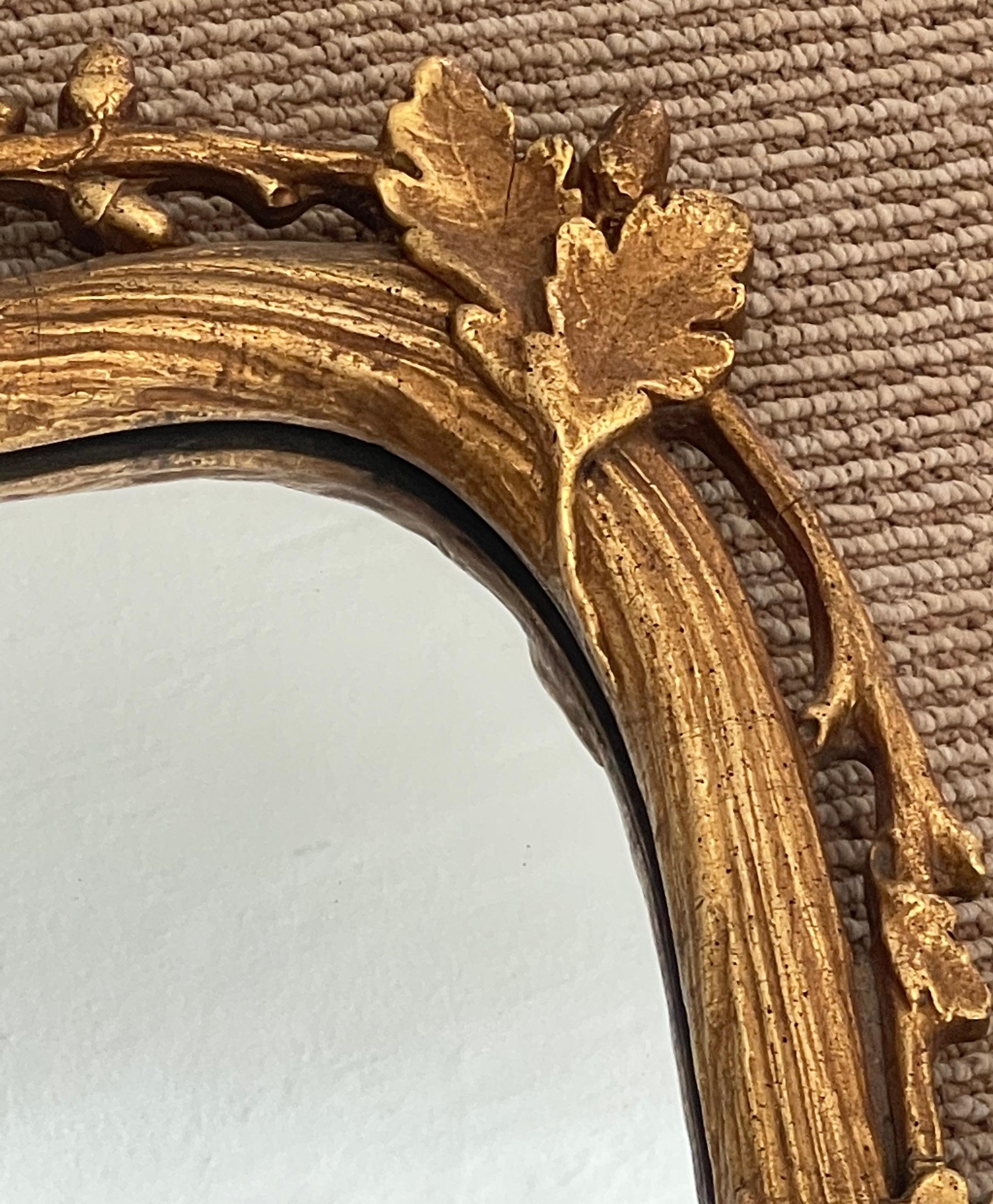 Italian Carved Giltwood Faux Bois & Oak Motif Mirror 2
