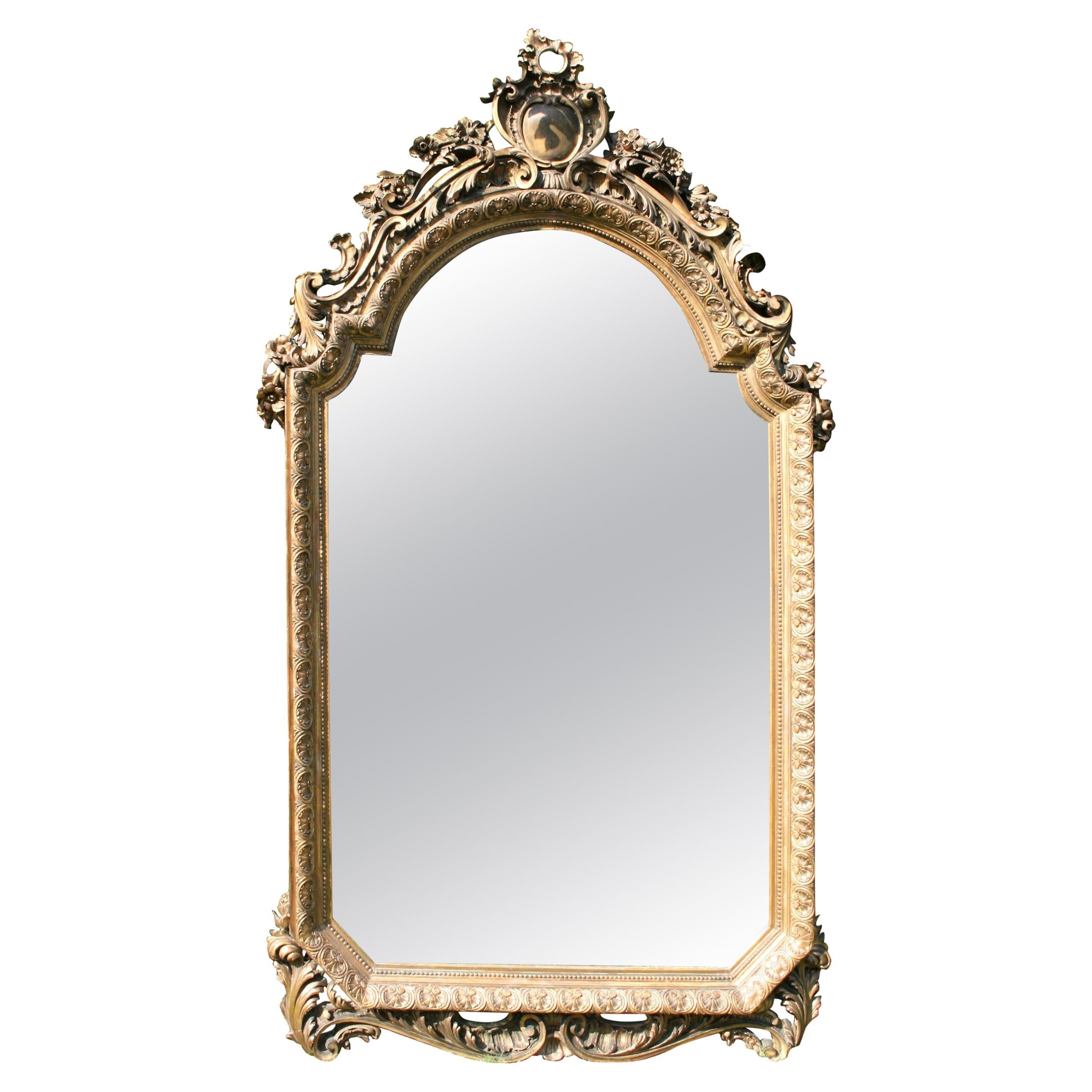 Italian Carved Giltwood Mirror For Sale