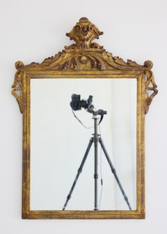 Italian Carved Giltwood Mirror with Acanthus Pediment, 19th Century