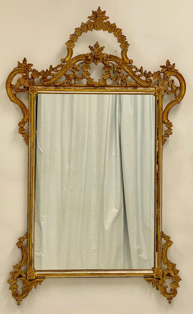 Italian Carved Giltwood Rococo Style Mirror by Labarge For Sale at 1stDibs