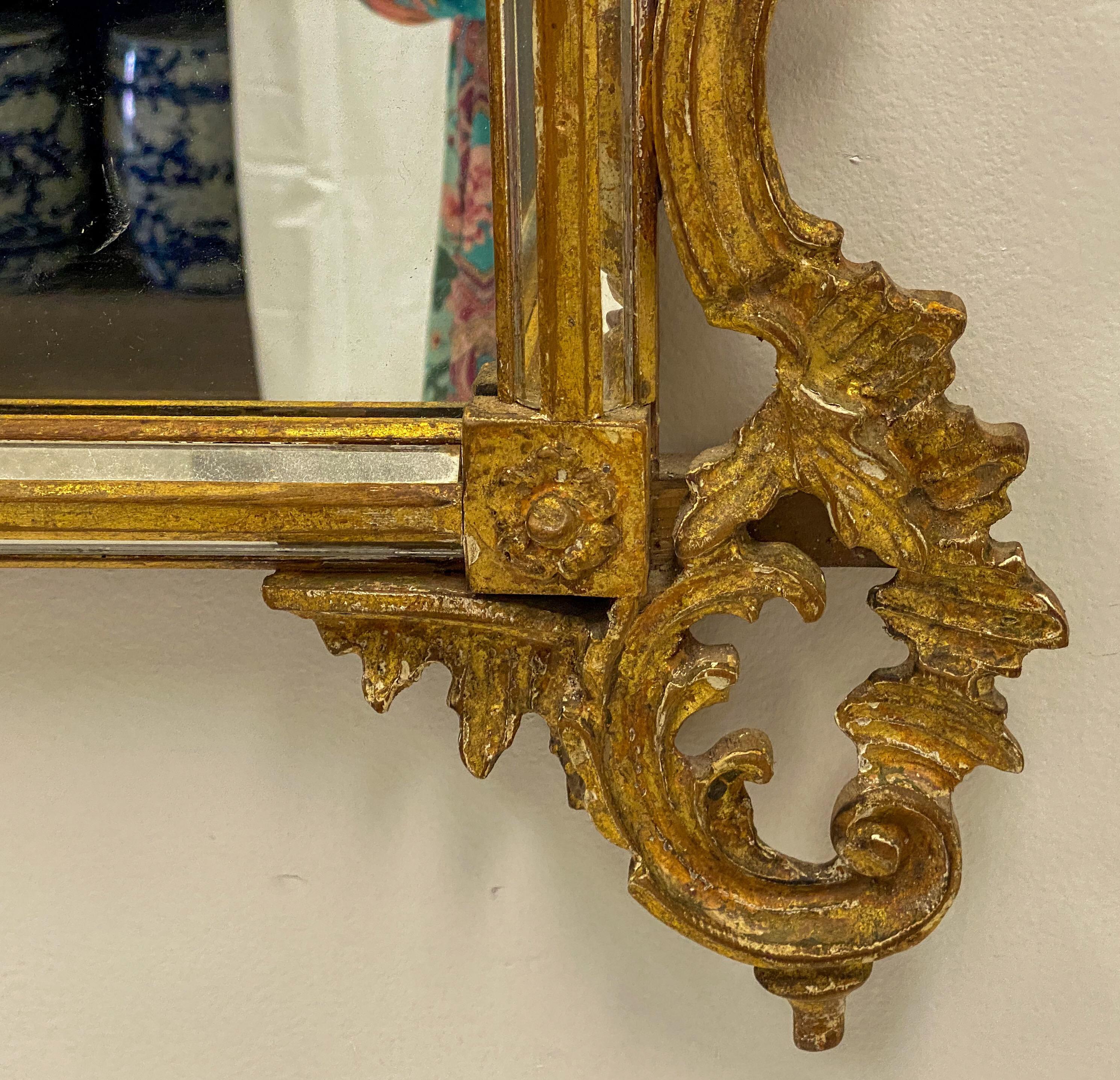 20th Century Italian Carved Giltwood Rococo Style Mirror by Labarge For Sale