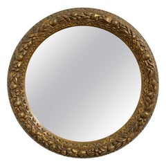 Italian Carved Giltwood Rondelle Wall Mirror Circa 1960s