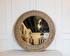 Italian Carved Giltwood Round Mirror, 19th Century