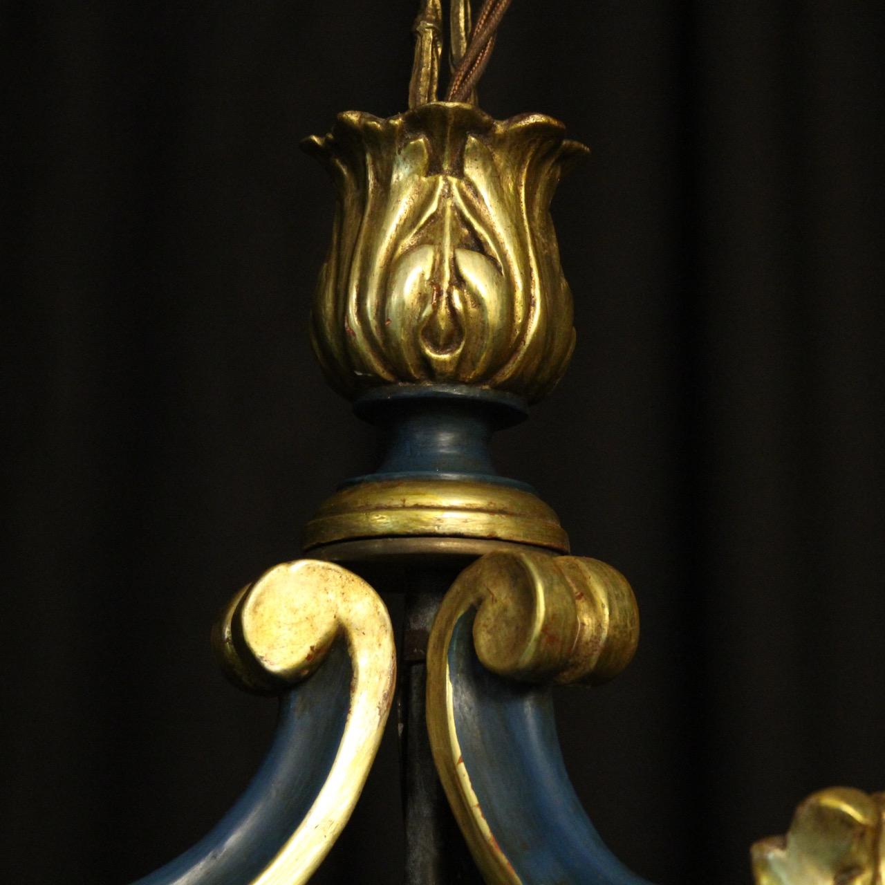 20th Century Italian Carved Giltwood Single Light Antique Lantern For Sale