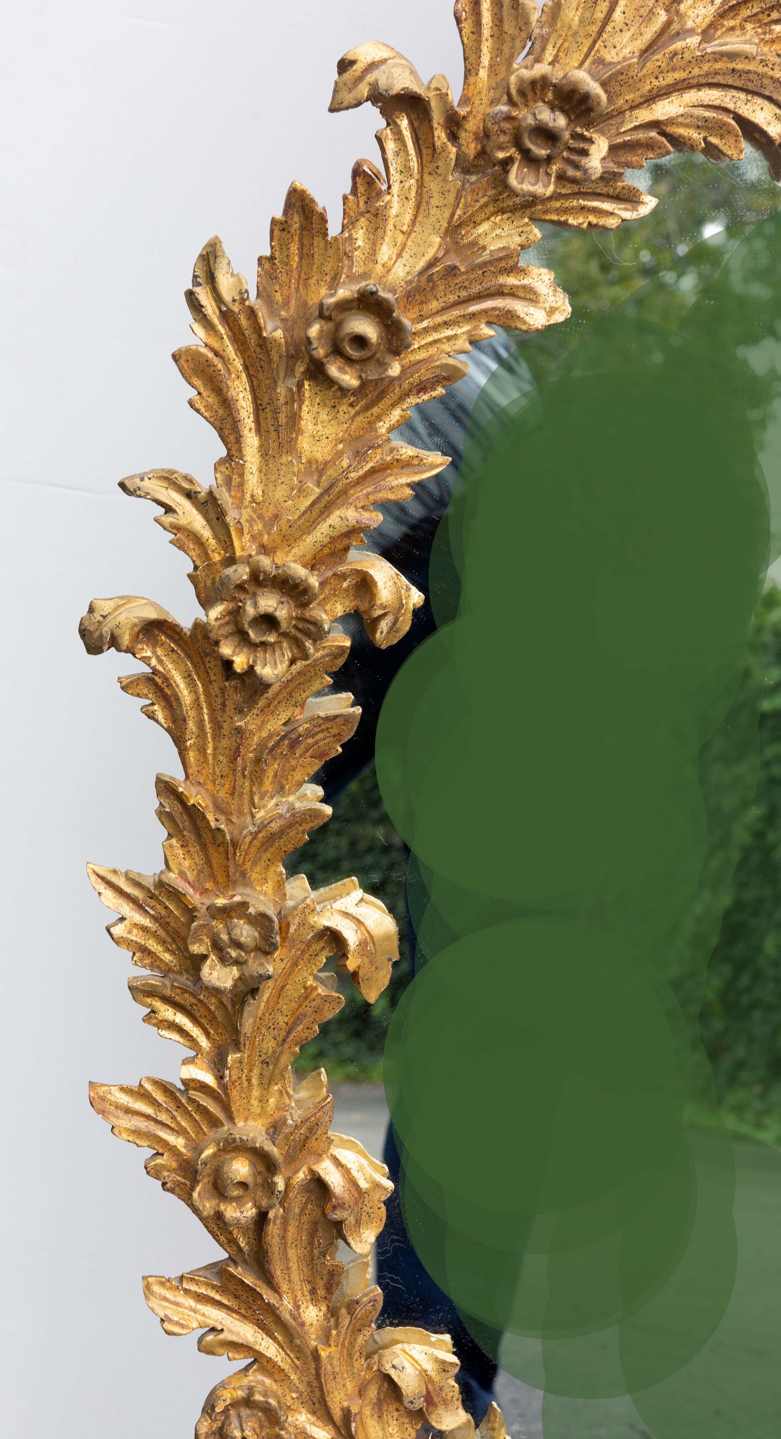Hand-Carved Italian Carved Giltwood Wall or Console Mirror by Florentia Midcentury For Sale