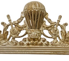 Italian Carved Giltwood & Whitewashed French Empire Style Balloon Wall Mirror