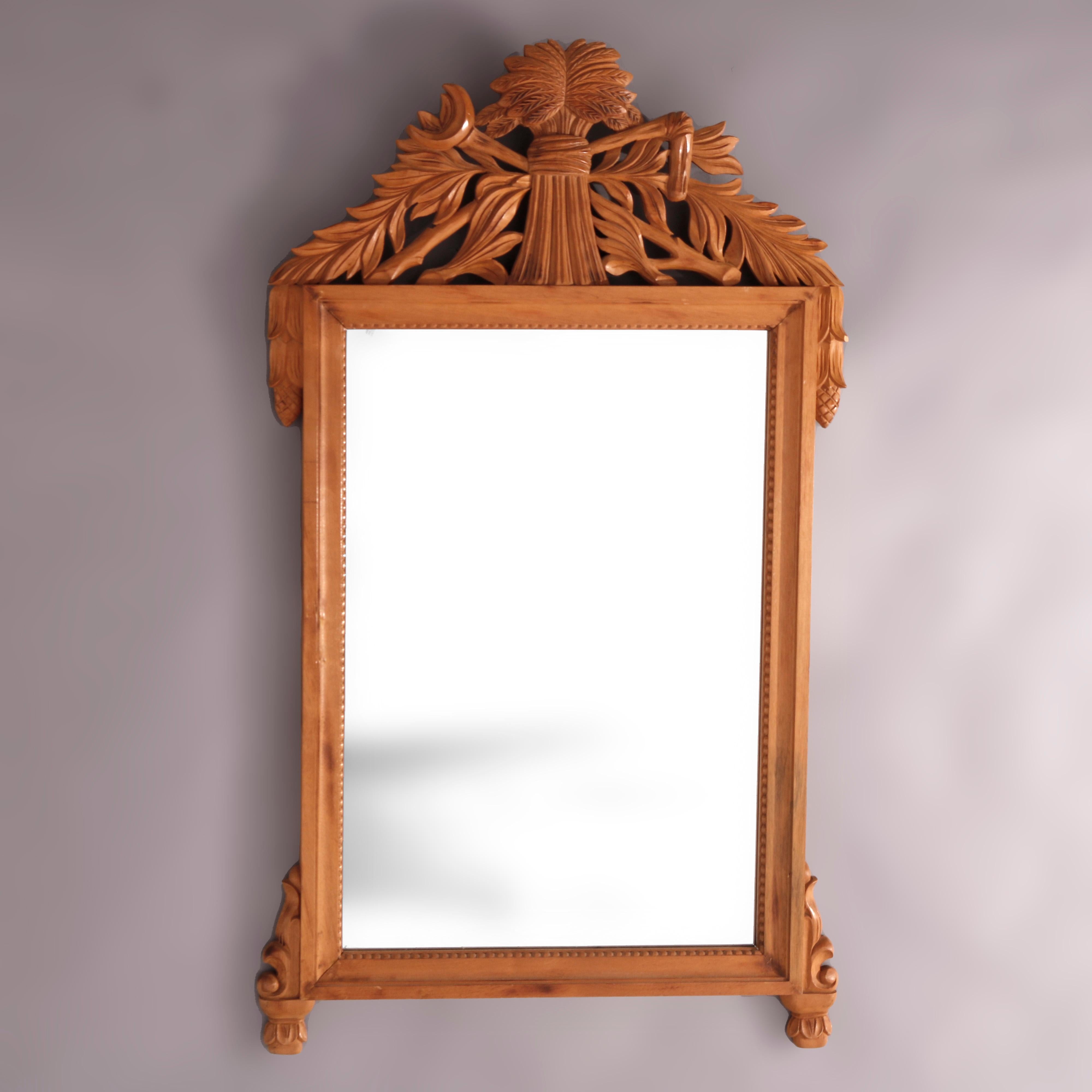 Italian Carved Hardwood Wall Mirror 20th C In Good Condition For Sale In Big Flats, NY