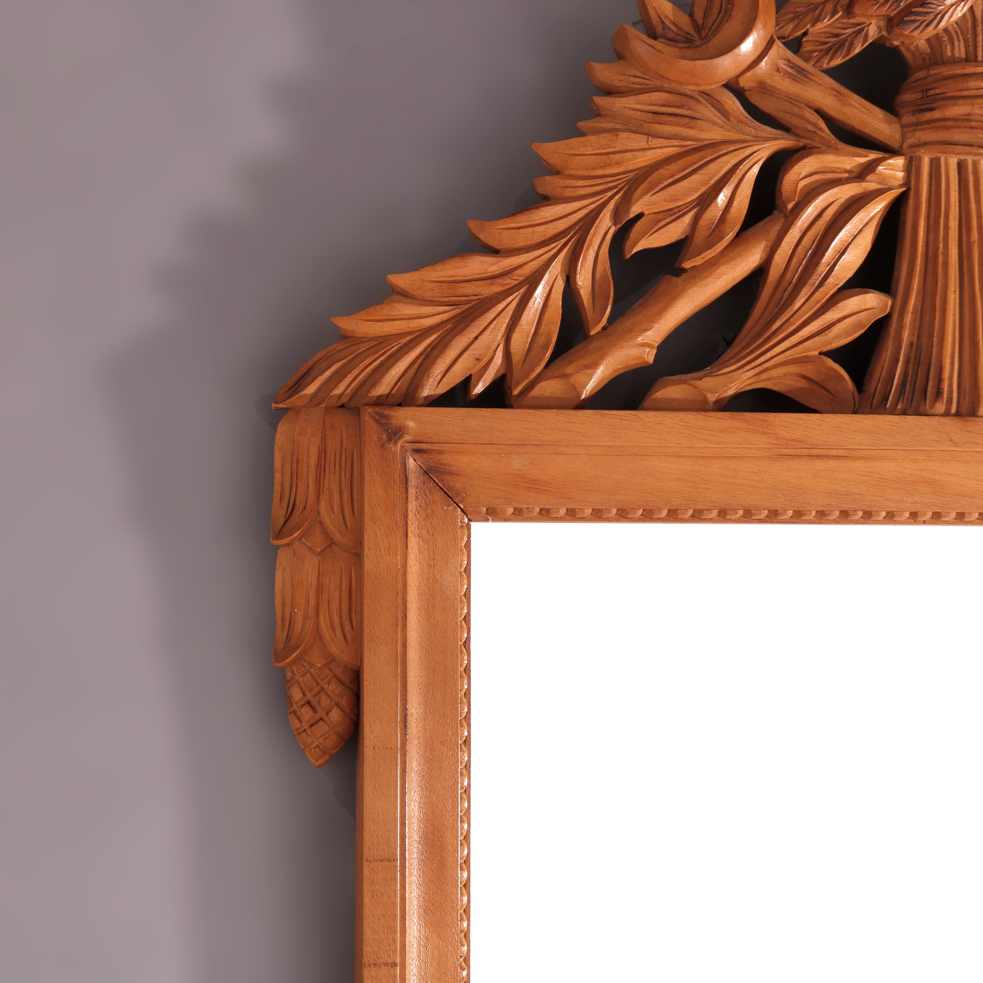 20th Century Italian Carved Hardwood Wall Mirror 20th C For Sale