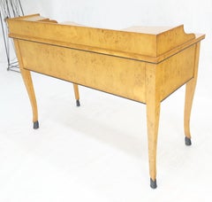 Italian Carved Hoof Feet Light Blond Burl Wood One Drawer Desk Gallery Inlaid